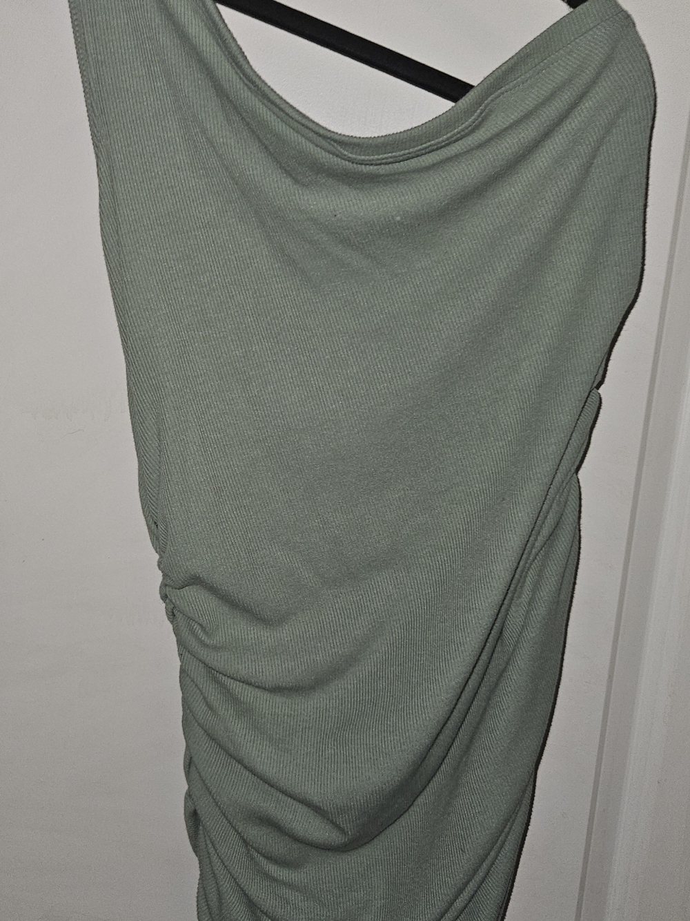 LULUS Sage Green Ribbed One Sholder Dress